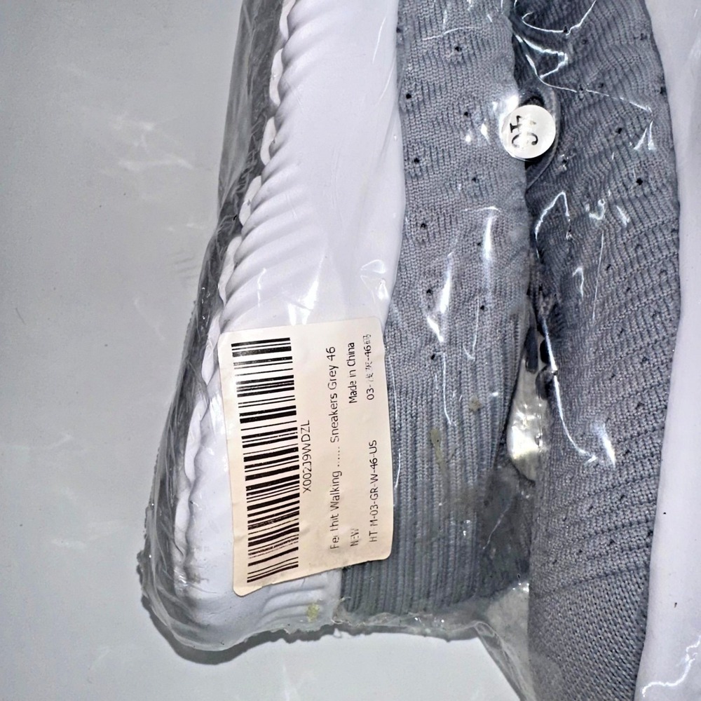 Men's Grey Knit Walking Sneakers Lightweight Comfort Size 46 (US 12) | NEW - Picture 5 of 5